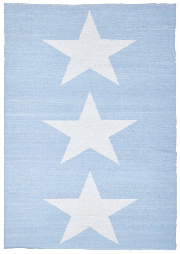 Coastal Indoor Out door Rug Star Sky Blue White