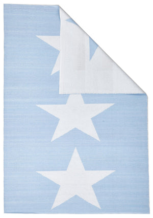 Coastal Indoor Out door Rug Star Sky Blue White - Floorsome - Outdoor