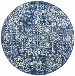 Contrast Navy Transitional Round Rug - Floorsome - Modern