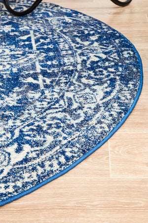 Contrast Navy Transitional Round Rug - Floorsome - Modern