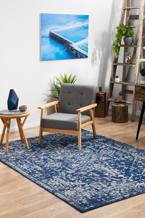 Contrast Navy Transitional Rug - Floorsome - Modern