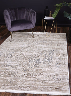 Cordelia Medalion Beige Blue Rug - Floorsome - Rug