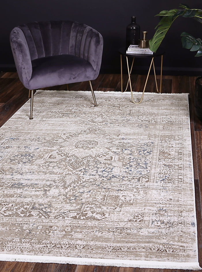 Cordelia Medalion Beige Blue Rug