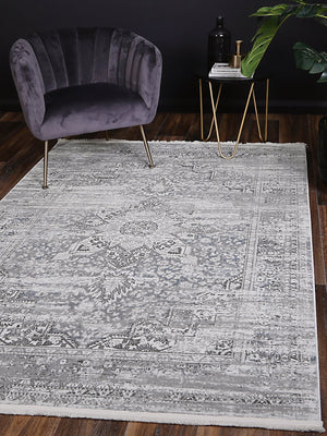 Cordelia Medalion Grey Blue Rug - Floorsome - Rug