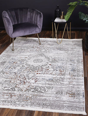 Cordelia Medalion Grey Multi Rug - Floorsome - Rug