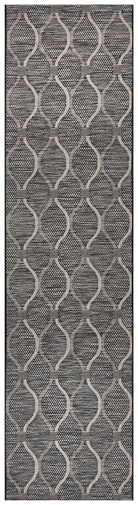 Courtyard 5501 Black Indoor Outdoor Runner Rug - Floorsome - Outdoor Rugs