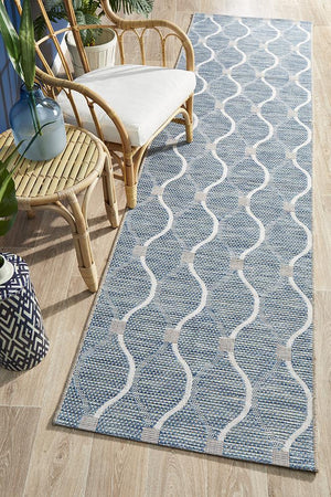 Courtyard 5501 Blue Indoor Outdoor Runner Rug - Floorsome - Outdoor Rugs