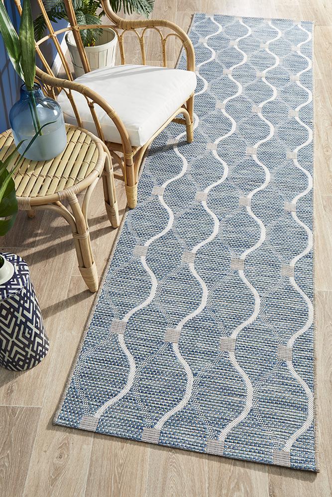 Courtyard 5501 Blue Indoor Outdoor Runner Rug