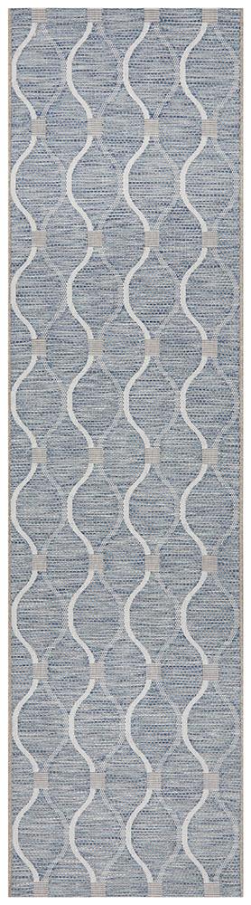 Courtyard 5501 Blue Indoor Outdoor Runner Rug - Floorsome - Outdoor Rugs