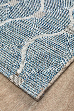 Courtyard 5501 Blue Indoor Outdoor Runner Rug - Floorsome - Outdoor Rugs