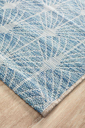 Courtyard 5502 Blue Indoor Outdoor Runner Rug - Floorsome - Outdoor Rugs