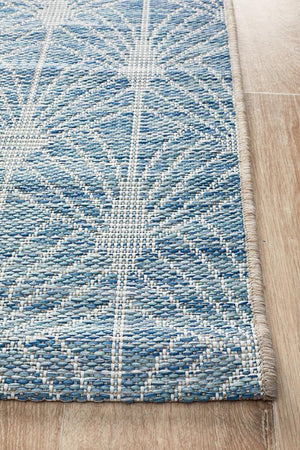 Courtyard 5502 Blue Indoor Outdoor Runner Rug - Floorsome - Outdoor Rugs