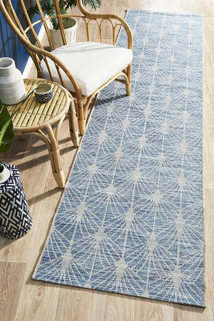 Courtyard 5502 Blue Indoor Outdoor Runner Rug - Floorsome - Outdoor Rugs