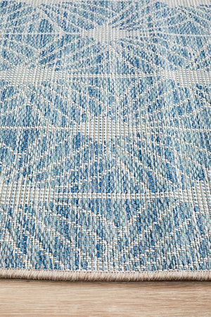 Courtyard 5502 Blue Indoor Outdoor Runner Rug - Floorsome - Outdoor Rugs