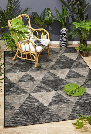 Courtyard 5503 Black Indoor Outdoor Rug - Floorsome - Outdoor Rugs