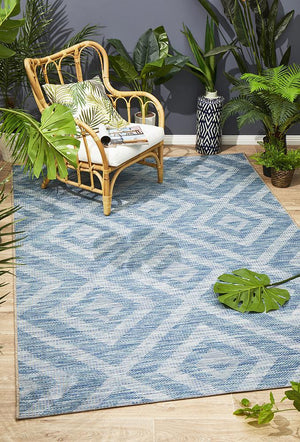 Courtyard 5504 Blue Indoor Outdoor Rug - Floorsome - Outdoor Rugs