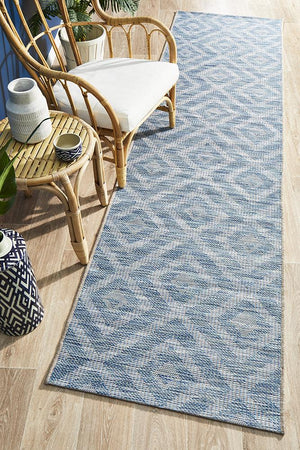 Courtyard 5504 Blue Indoor Outdoor Runner Rug - Floorsome - Outdoor Rugs