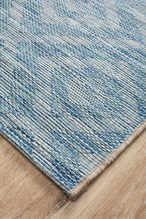 Courtyard 5504 Blue Indoor Outdoor Runner Rug - Floorsome - Outdoor Rugs