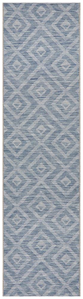 Courtyard 5504 Blue Indoor Outdoor Runner Rug - Floorsome - Outdoor Rugs