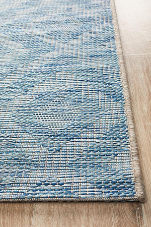 Courtyard 5504 Blue Indoor Outdoor Runner Rug - Floorsome - Outdoor Rugs