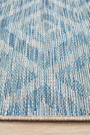 Courtyard 5504 Blue Indoor Outdoor Runner Rug - Floorsome - Outdoor Rugs