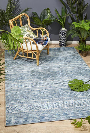 Courtyard 5505 Blue Indoor Outdoor Rug - Floorsome - Outdoor Rugs