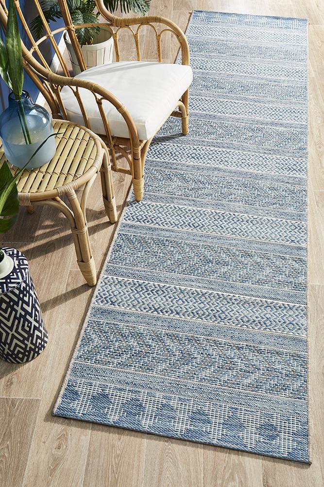 Courtyard 5505 Blue Indoor Outdoor Runner Rug