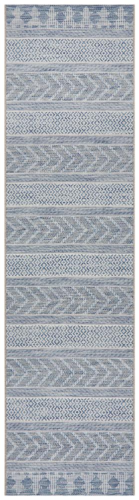 Courtyard 5505 Blue Indoor Outdoor Runner Rug - Floorsome - Outdoor Rugs