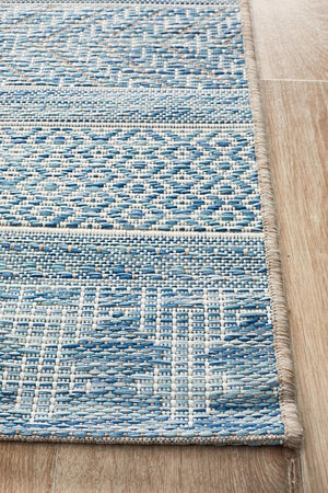 Courtyard 5505 Blue Indoor Outdoor Runner Rug - Floorsome - Outdoor Rugs