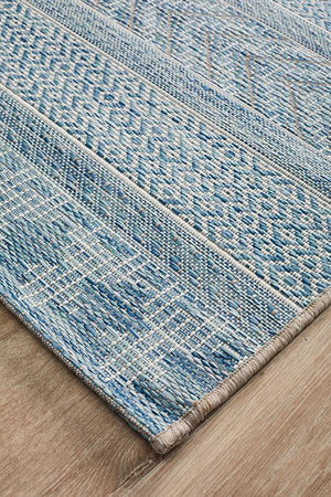 Courtyard 5505 Blue Indoor Outdoor Runner Rug - Floorsome - Outdoor Rugs