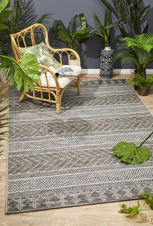 Courtyard 5505 Grey Indoor Outdoor Rug - Floorsome - Outdoor Rugs