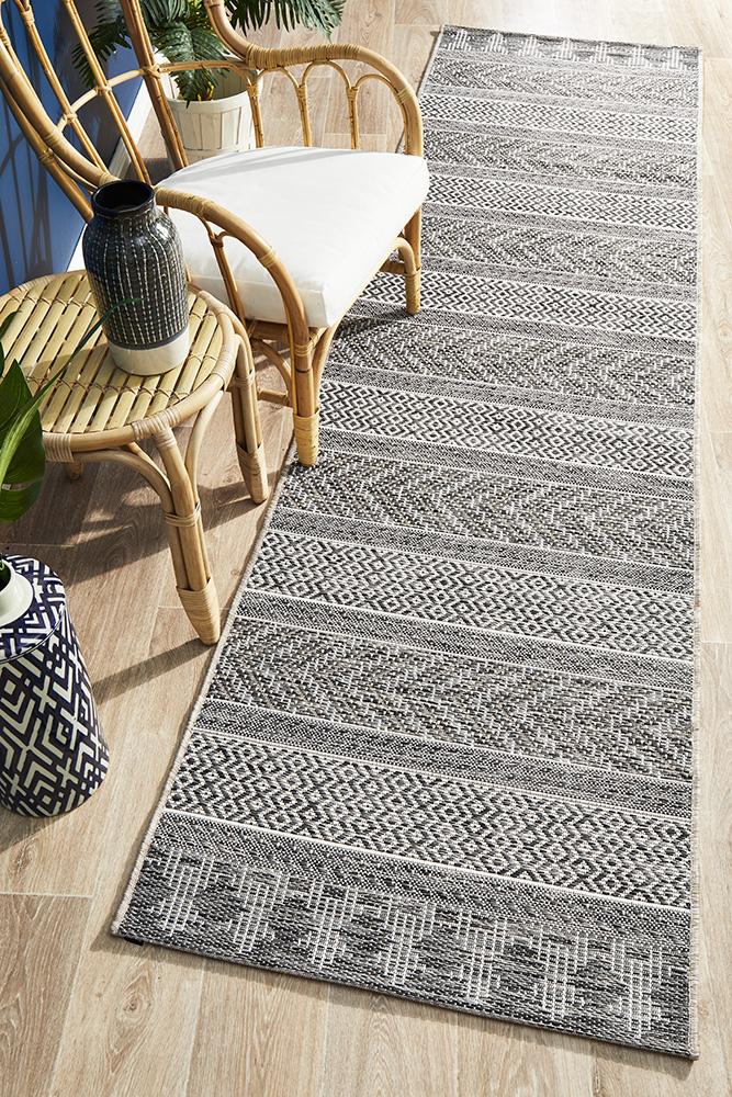 Courtyard 5505 Grey Indoor Outdoor Runner Rug