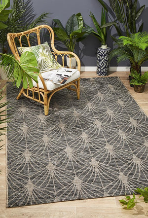 Courtyard Black Indoor Outdoor Rug - Floorsome - Outdoor Rugs