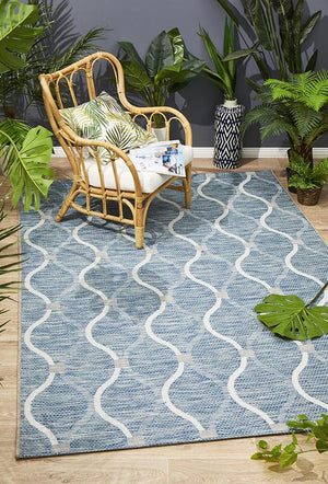 Courtyard Blue Indoor Outdoor Rug - Floorsome - Outdoor Rugs