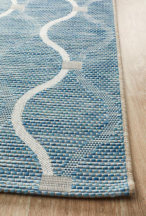 Courtyard Blue Indoor Outdoor Rug - Floorsome - Outdoor Rugs