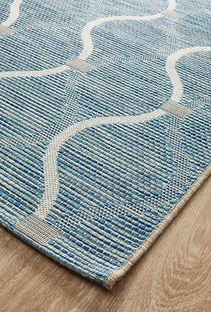 Courtyard Blue Indoor Outdoor Rug - Floorsome - Outdoor Rugs