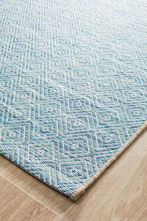 Courtyard Blue Indoor Outdoor Rug - Floorsome - Outdoor Rugs