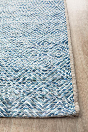 Courtyard Blue Indoor Outdoor Runner Rug - Floorsome - Outdoor Rugs