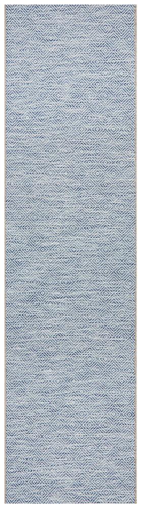 Courtyard Blue Indoor Outdoor Runner Rug - Floorsome - Outdoor Rugs