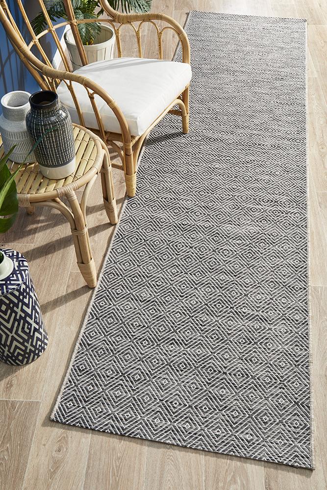 Courtyard Grey Indoor Outdoor Runner Rug