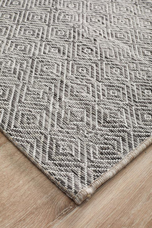 Courtyard Grey Indoor Outdoor Runner Rug - Floorsome - Outdoor Rugs