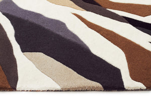 Crossroads Designer Wool Runner Rug Brown White Grey - Floorsome - Modern