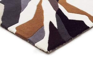 Crossroads Designer Wool Runner Rug Brown White Grey - Floorsome - Modern