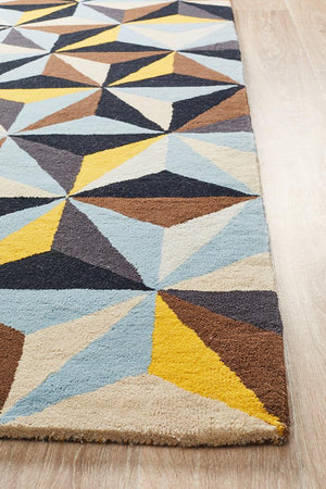 Crystal Designer Wool Rug Blue - Floorsome - Modern