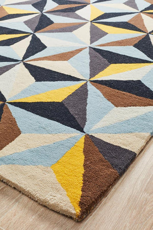 Crystal Designer Wool Rug Blue - Floorsome - Modern