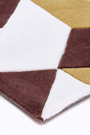 Cube Design Rug Yellow Brown White - Floorsome - Modern