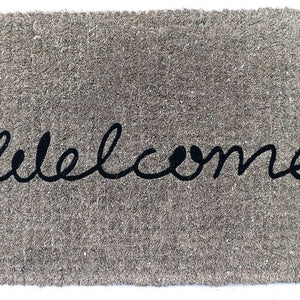 Cursive Welcome Grey 100% Coir Thick Door Mat - Floorsome - Door Mat