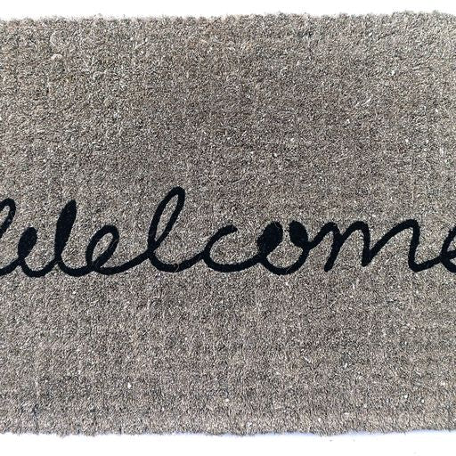 Cursive Welcome Grey 100% Coir Thick Door Mat