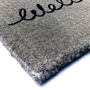 Cursive Welcome Grey 100% Coir Thick Door Mat - Floorsome - Door Mat