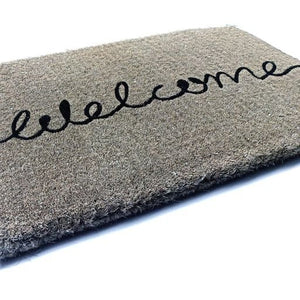 Cursive Welcome Grey 100% Coir Thick Door Mat - Floorsome - Door Mat